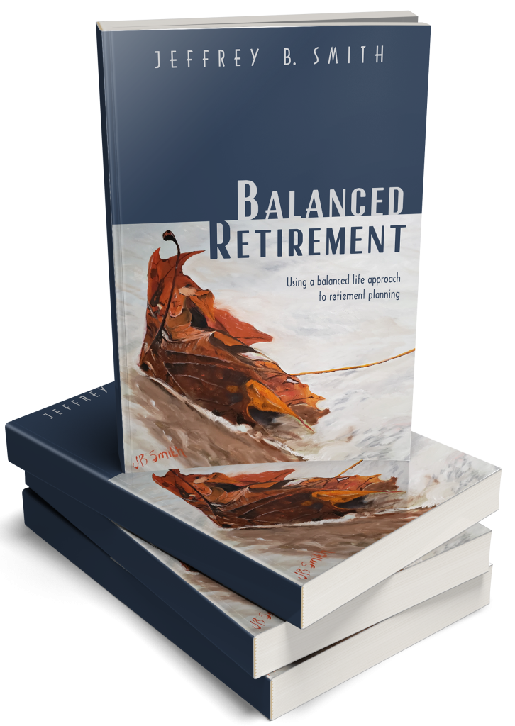 Balanced Retirement by Jeffrey B. Smith — stacked paperback books